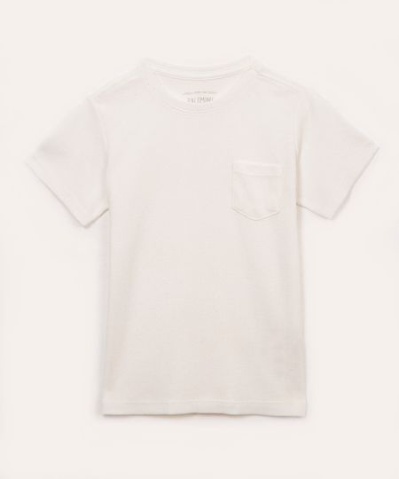 camiseta de algodão infantil com bolso manga curta branco 4