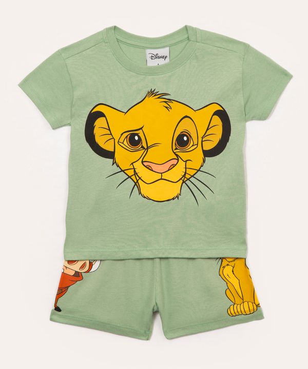 pijama de algodão infantil simba manga curta verde claro 2