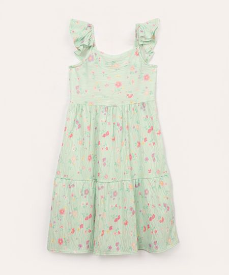 vestido infantil floral com babado colorido 8