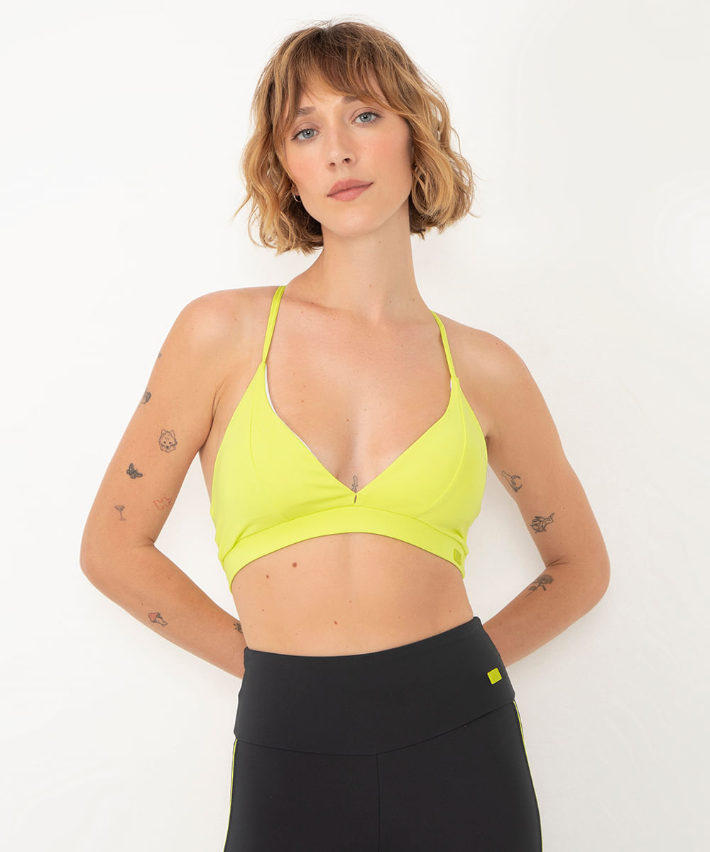 top com bojo alça fina esportivo ace verde fluor