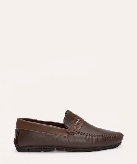mocassim com recorte e fivela marrom 39