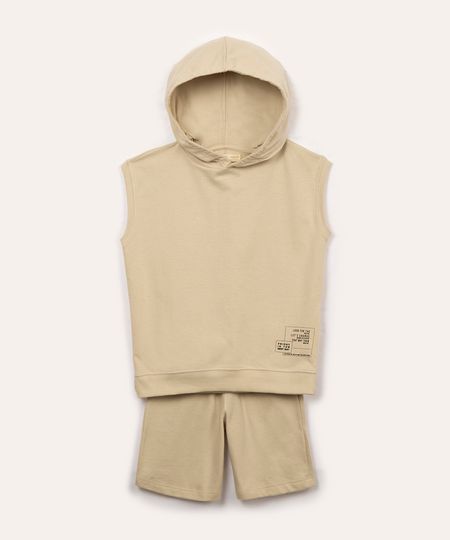 conjunto de moletom infantil regata com capuz - bege 6 conjunto de moletom infantil regata com capuz - bege 6