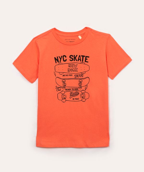 camiseta de algodão infantil nyc skate manga curta laranja 6