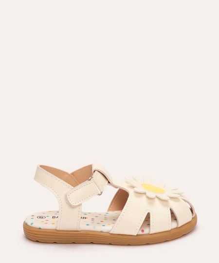sandália fechada com aplicação de flor off white 20 sandália fechada com aplicação de flor off white 20
