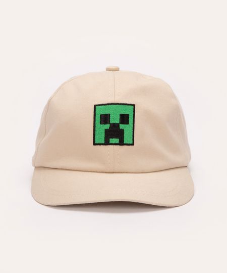 boné infantil bordado minecraft bege UNICO