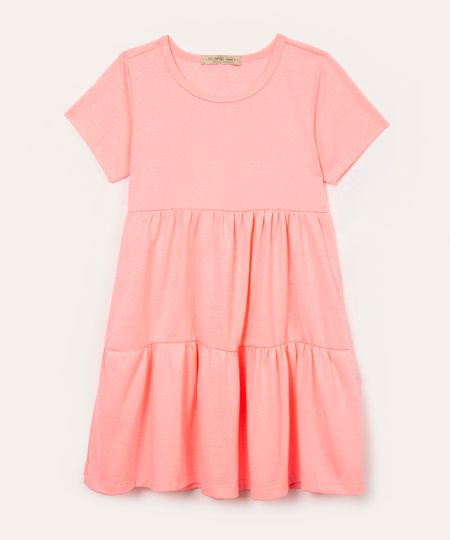 vestido infantil evasê com glitter rosa 4