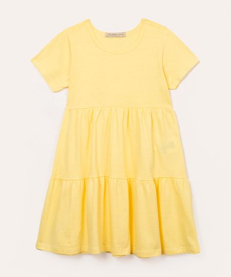 vestido infantil evasê com glitter amarelo 4