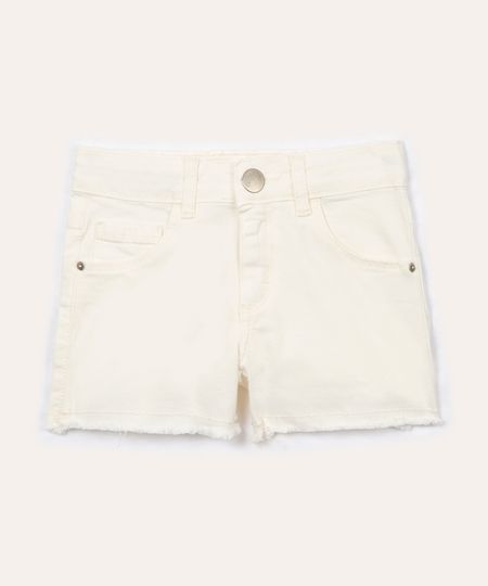 short de sarja infantil com bolsos branco 4