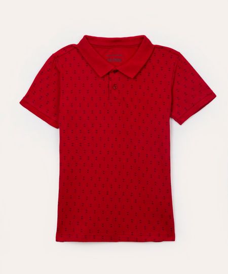 polo de algodão infantil manga curta vermelho 4