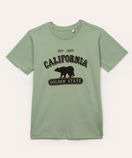 camiseta infantil califórnia manga curta verde 4
