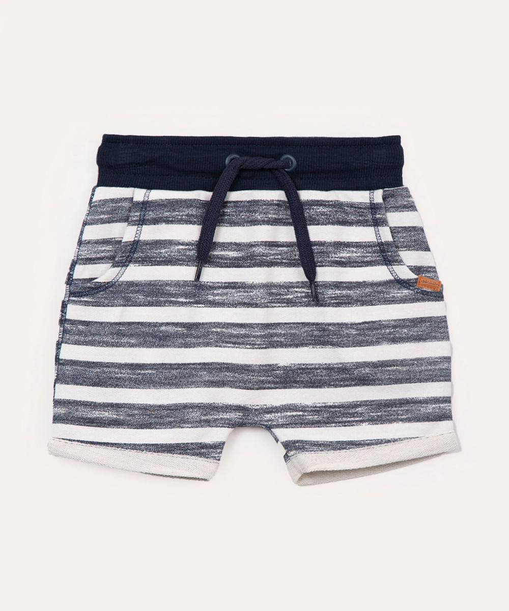 short clochard infantil de laise com faixa off white