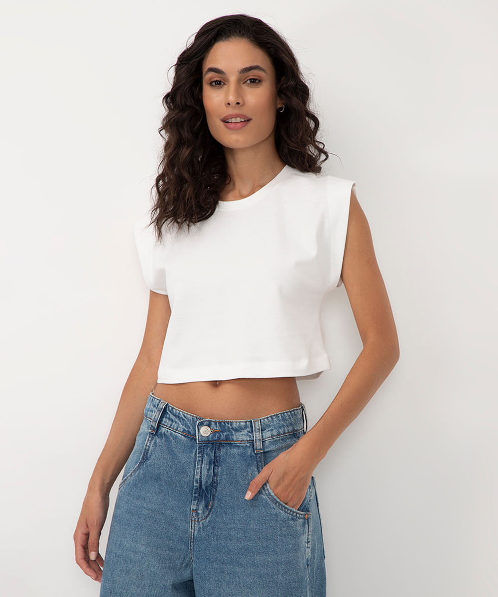 blusa de algodão muscle tee off white