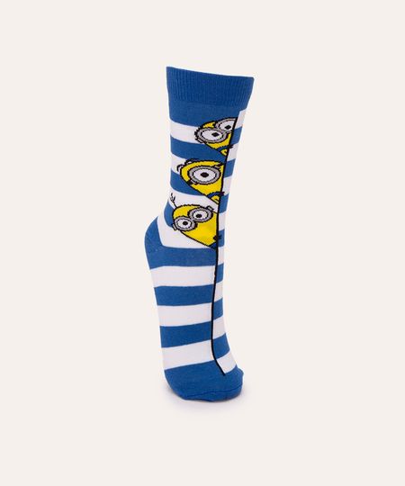 meia minions cano longo colorido 41-43