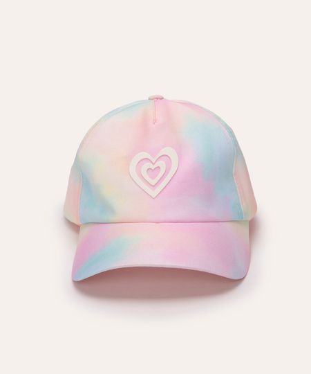 boné de sarja infantil aba curva coração tie dye UNICO
