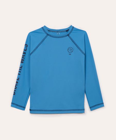 blusa de praia infantil manga longa surf com proteção uv azul 6