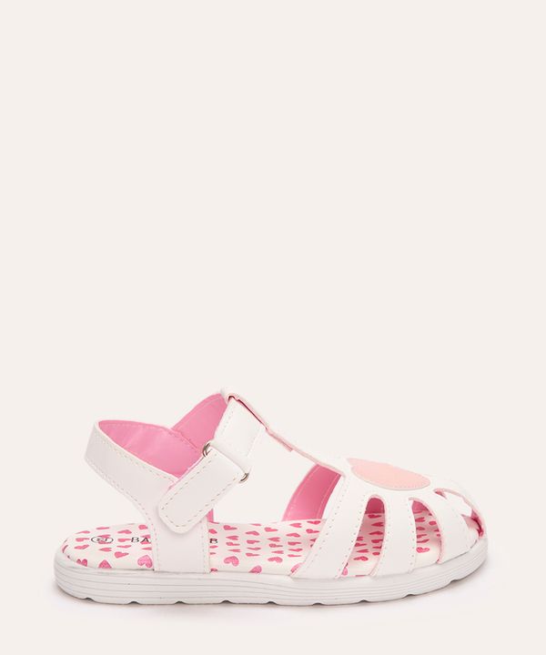 sandália infantil coração com velcro branco 22