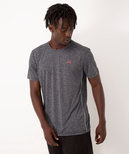 camiseta gola careca com listra lateral esportivo ace preto mescla GG
