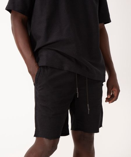 bermuda de sarja jogger slim com bolsos preto 48