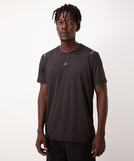 camiseta com recorte manga curta esportiva ace preto P