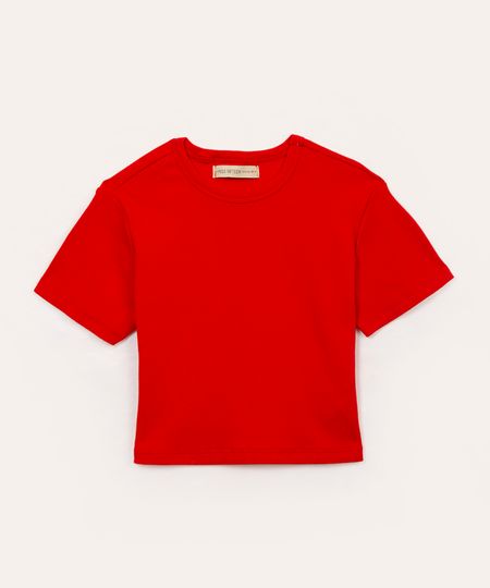 blusa de algodão juvenil manga curta vermelho 12