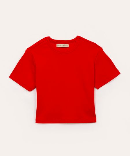 blusa de algodão juvenil manga curta vermelho 16