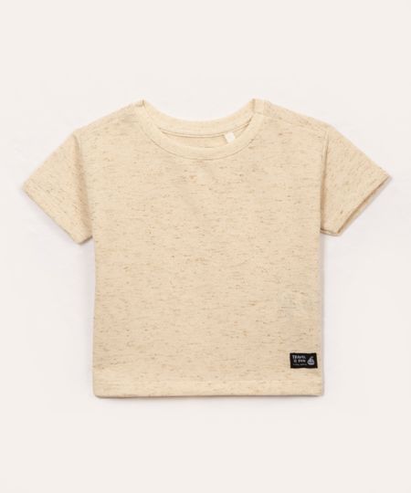 camiseta de algodão manga curta areia 1