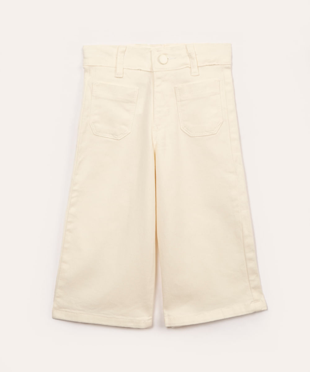 calça jeans infantil wide leg com bolso off white