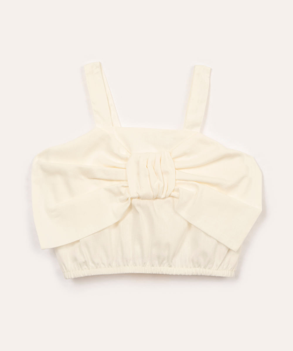 cropped infantil laço alça média off white