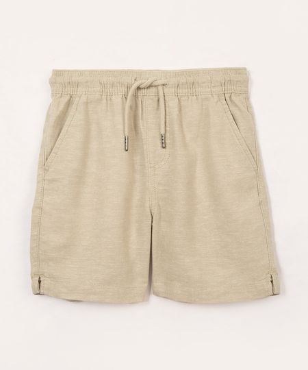 bermuda infantil de linho cós elástico verde 4