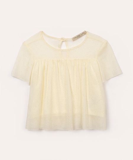 blusa infantil de tule com glitter off white 4