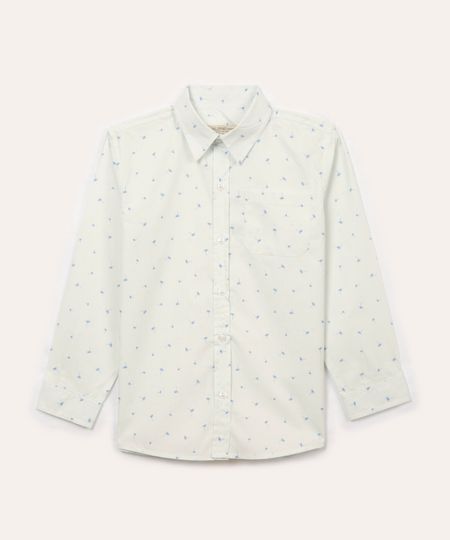 camisa infantil coqueiros manga longa com bolso off white 4