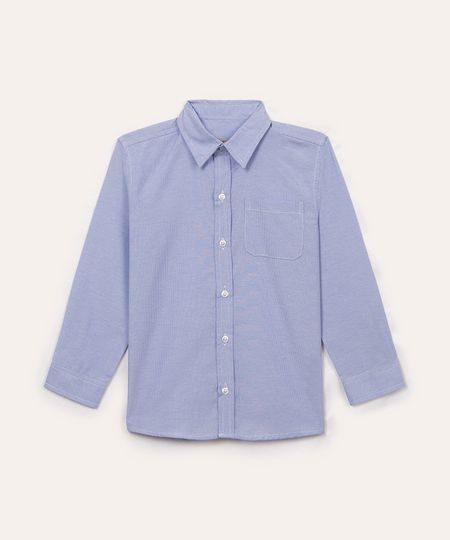 camisa de algodão infantil listras com bolso manga longa azul 4
