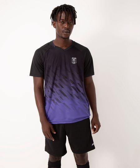 camiseta geométrica manga curta raglan esportiva ace roxo violeta GG camiseta geométrica manga curta raglan esportiva ace roxo violeta GG