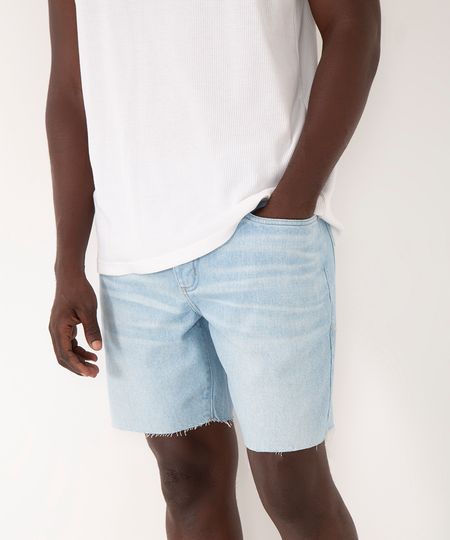 bermuda jeans reta com bolso ciclos azul claro 38