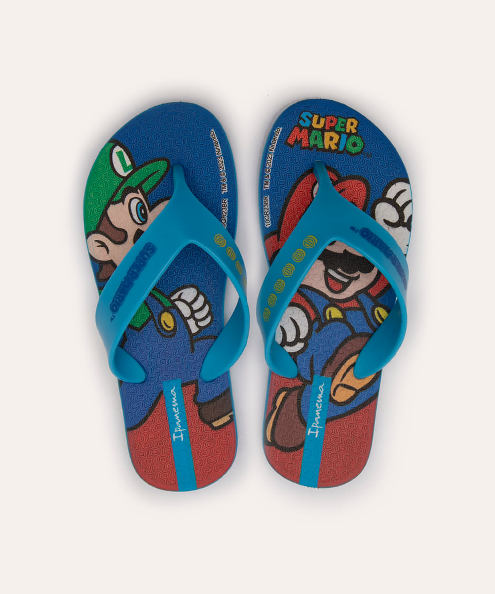 chinelo infantil mario bros ipanema azul aqua