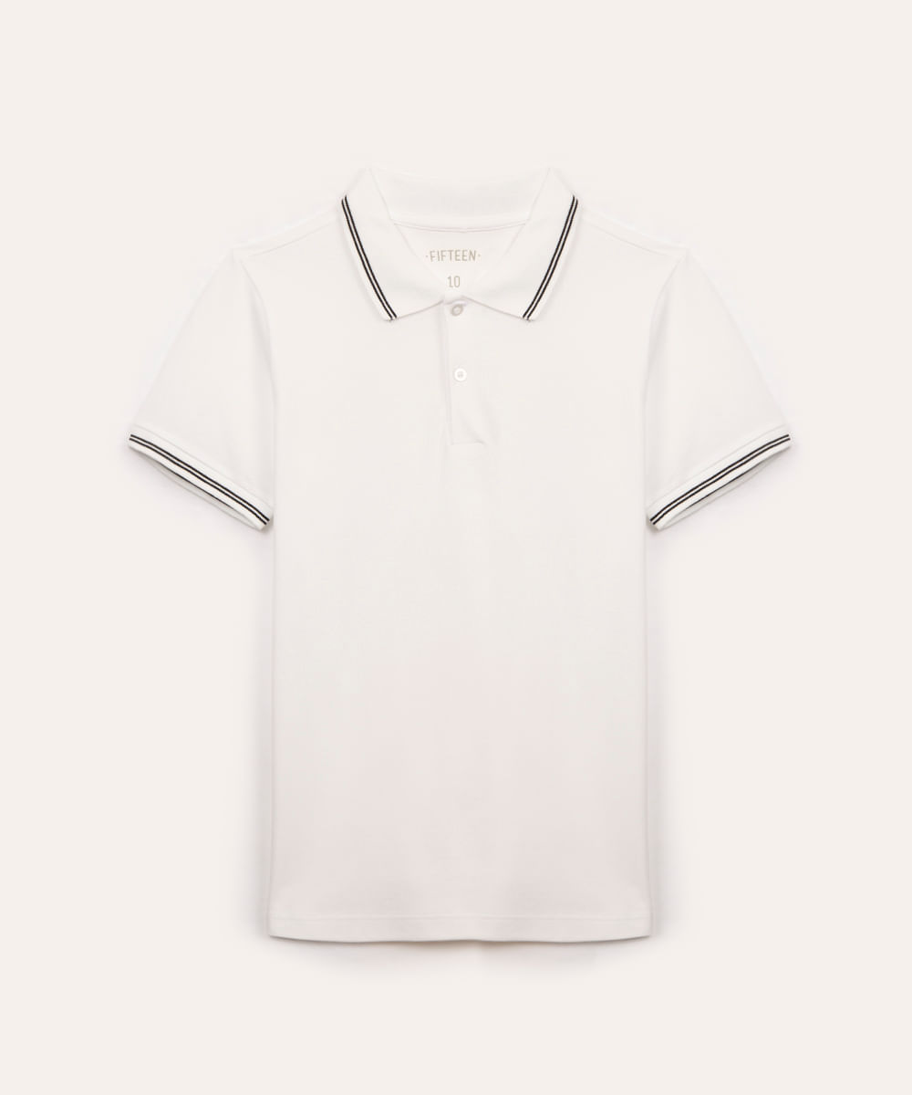 polo de algodão piquet infantil manga curta branco