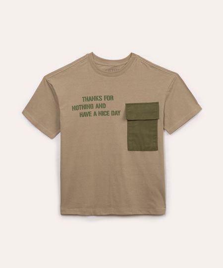 camiseta de algodão infantil com bolso manga curta verde 10