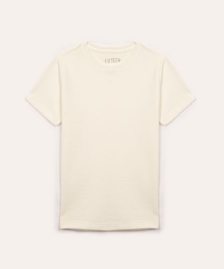 camiseta de algodão juvenil texturizada manga curta off white 14
