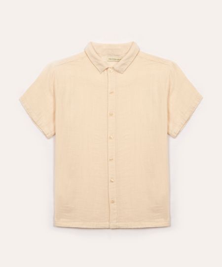 camisa de algodão juvenil manga curta bege 16