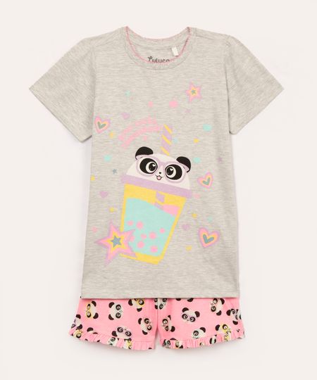 pijama infantil luluca manga curta cinza mescla claro 14