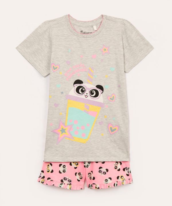 pijama infantil luluca manga curta cinza mescla claro 8
