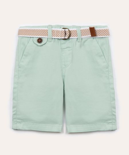 bermuda de sarja infantil com cinto verde 1