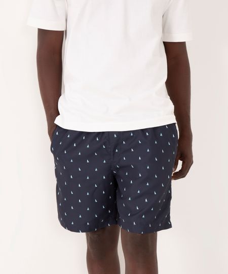 short barquinhos cós elástico forro em tela azul marinho G