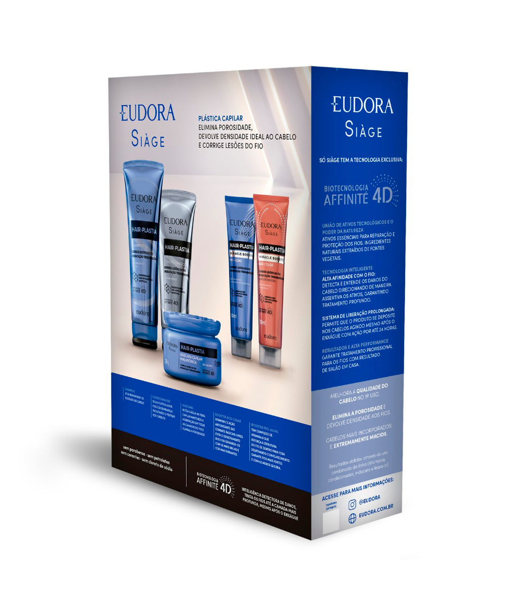 kit eudora siàge hair plastia shampoo 250ml e condicionador 125ml
