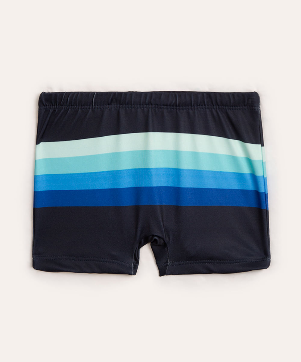 sunga boxer infantil listrada proteção uv azul marinho