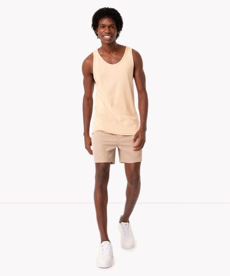 bermuda reta masculina de sarja com elástico bege P bermuda reta masculina de sarja com elástico bege P