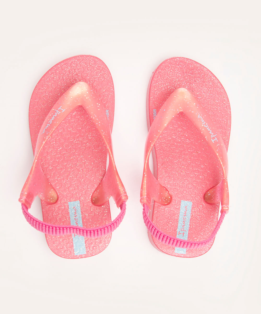 chinelo infantil glitter ipanema rosa choque