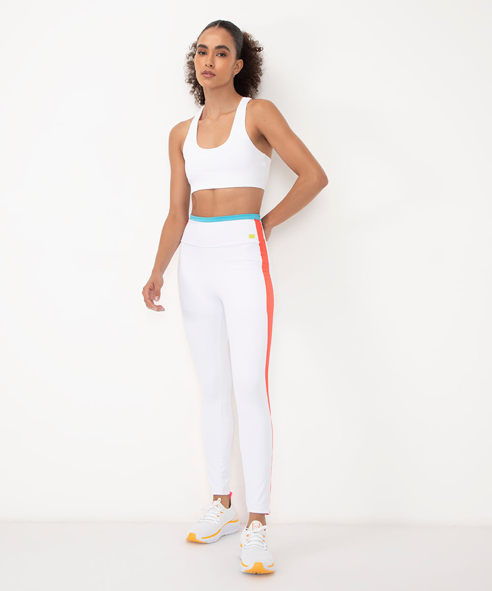 calça legging com recorte cintura alta esportiva ace branco