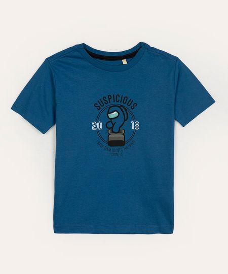 camiseta de algodão among us manga curta azul 4