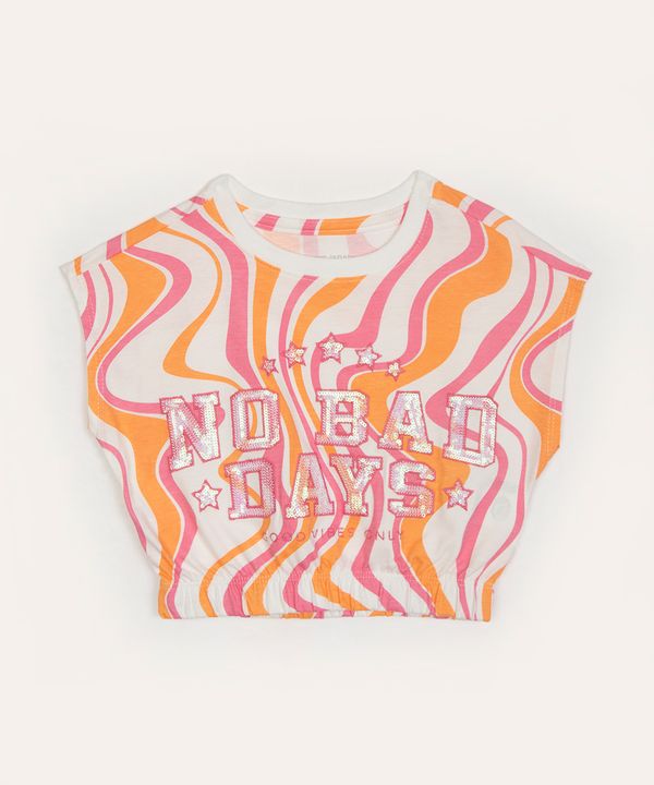 blusa de algodão infantil com paetê manga curta off white 8